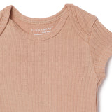 Height Adjustable Organic Cotton Rib Bodysuits Half Sleeve With natural herbal dye