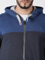 Premium Colorblock (Navy-Burgundy) French Terry Hoodie with Zipper - Mid Weight all season