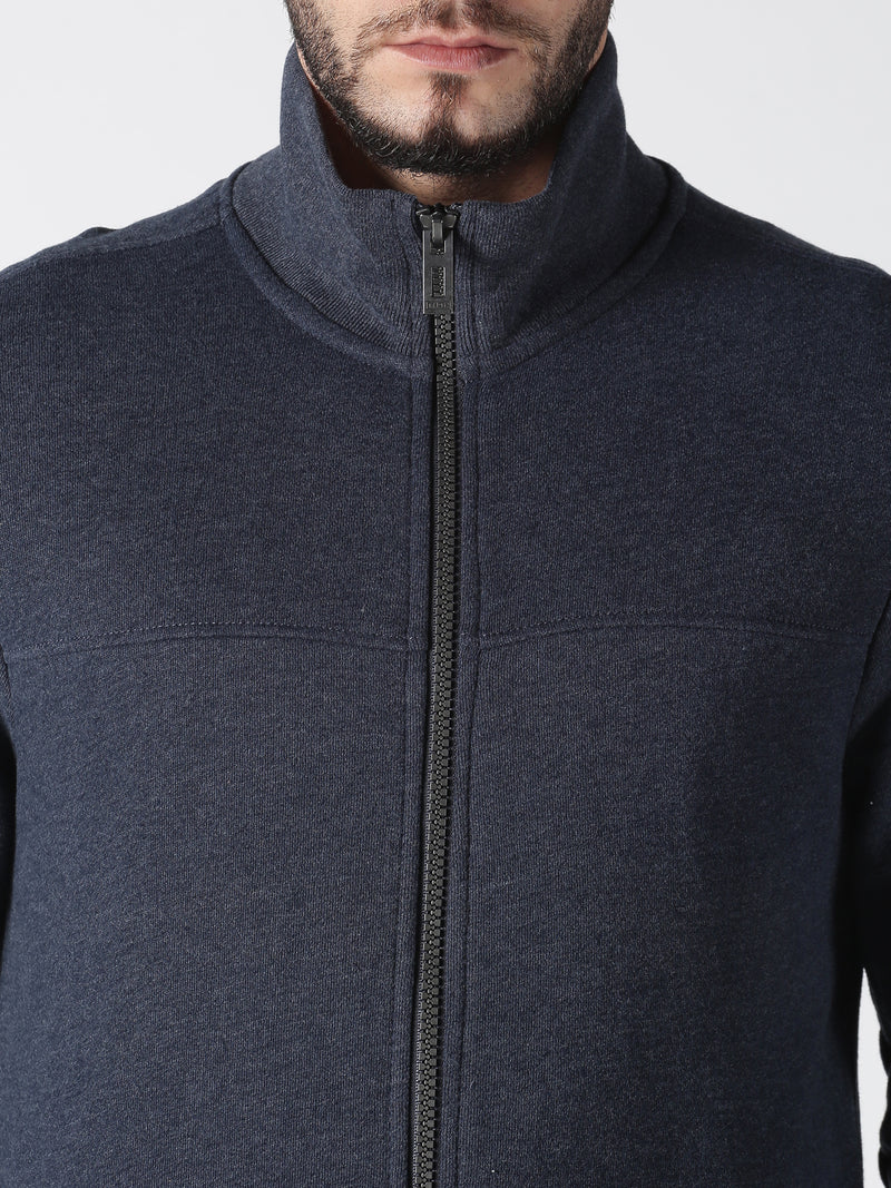 Premium Colorblock (Navy) French Terry Sweatshirt with Zipper - Mid Weight all season